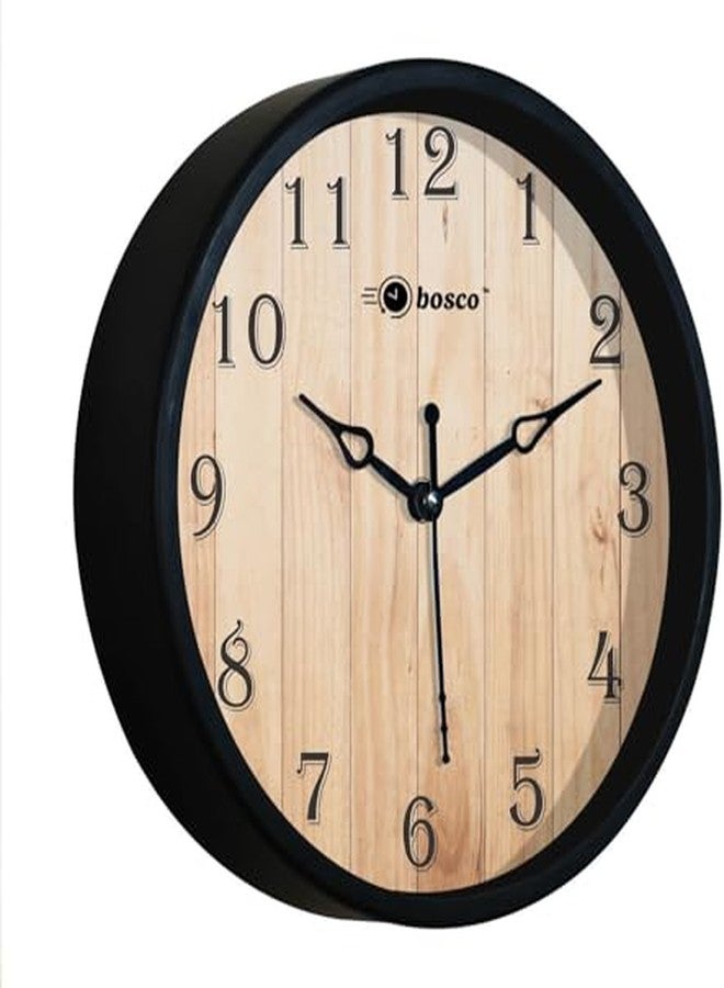Bosco Modern Non Ticking Silent,Rustic Wooden Face with Black Frame, 20 CM Table Cum Wall Clock for Home, Living Room, Bed Room, Office and Kitchen- BWC-1201 - Image 3